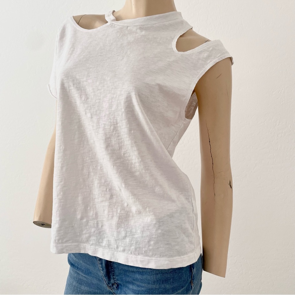 LNA- white cold shoulder white tee- small - Picture 3 of 12